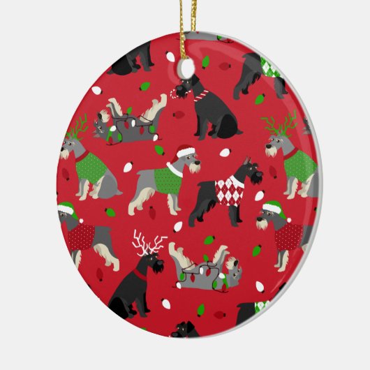 Weihnachts Schnauzer Keramik Ornament (Links)