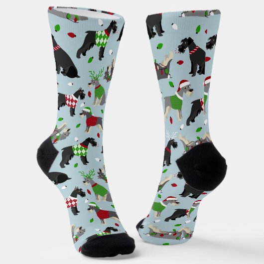 Weihnachts Schnauzer Socken (Gewinkelt)