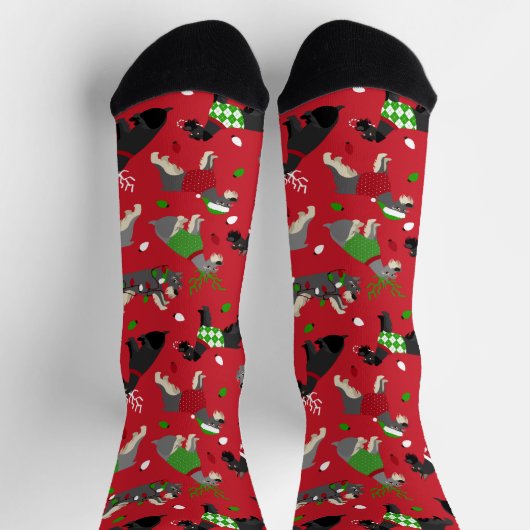 Weihnachts Schnauzer Socken (Oben)