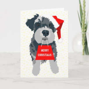 Weihnachts-Schnauzer-Weihnachtsmannmütze-Grußkarte Feiertagskarte