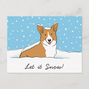 Weihnachts-Schnee-Corgi Lass es schneien Hunde-W Feiertagspostkarte