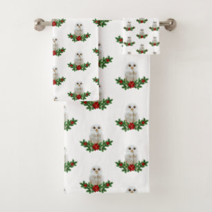 Weihnachts-Schnee-Eule Badhandtuch Set