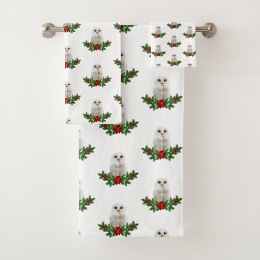 Weihnachts-Schnee-Eule Badhandtuch Set (Insitu)