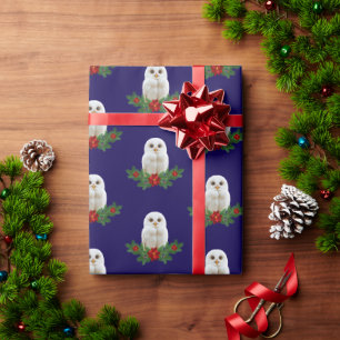 Weihnachts-Schnee-Eule Geschenkpapier