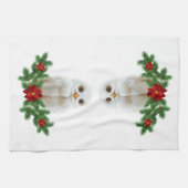Weihnachts-Schnee-Eule Geschirrtuch (Horizontal)