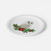 Weihnachts-Schnee-Eule Pappteller (Schrägansicht)