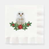 Weihnachts-Schnee-Eule Serviette (Vorderseite)