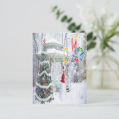 Weihnachts-Schnee-Grüße Postkarte (Stehend Vorderseite)