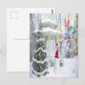 Weihnachts-Schnee-Grüße Postkarte (Vorne/Hinten)