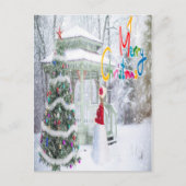 Weihnachts-Schnee-Grüße Postkarte (Vorderseite)