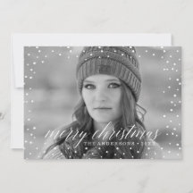 Weihnachts-Schnee-Overlay Zwei-Foto-Karte