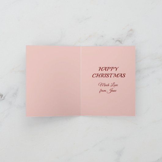 Weihnachts Schneeauschale, rosa Blume. Bearbeitbar (Innenseite)