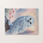 Weihnachts Schneeauschale, rosa Blume. Puzzle (Horizontal)