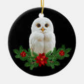 Weihnachts-Schneeeule Keramik Ornament (Vorne)