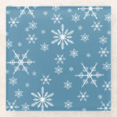 Weihnachts-Schneeflocke auf blau Glasuntersetzer (Vorderseite)