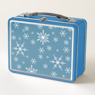 Weihnachts-Schneeflocke auf blau Metall Brotdose