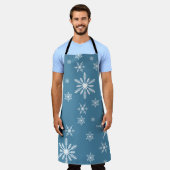 Weihnachts-Schneeflocke auf blau Schürze (Getragen)