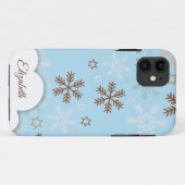 Weihnachts-Schneeflocke auf blauem iPhone Case (Rückseite (Horizontal))
