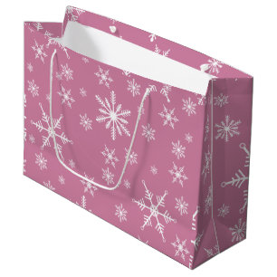 Weihnachts-Schneeflocke auf Rosa Große Geschenktüte