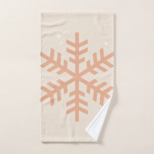 Weihnachts-Schneeflocke Beige Badhandtuch Set