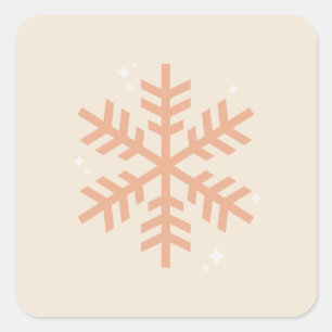 Weihnachts-Schneeflocke Beige Quadratischer Aufkleber
