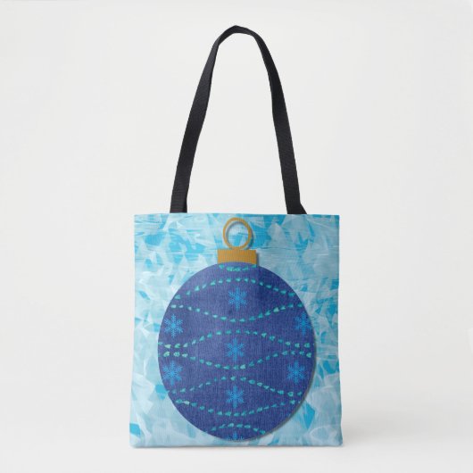 Weihnachts-Schneeflocke Blaues Ornament Aqua-Tasch Tasche (Vorderseite)