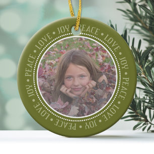 Weihnachts-Schneeflocke: Doppelseitiges Foto Keramik Ornament