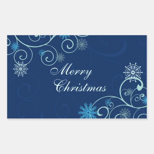Weihnachts-Schneeflocke Frohe Weihnachtskleber Rechteckiger Aufkleber (Vorderseite)