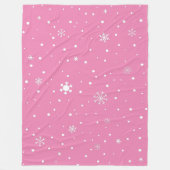 Weihnachts-Schneeflocke Rosa und Weißer Polka Dot Fleecedecke (Vorderseite)