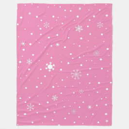 Weihnachts-Schneeflocke Rosa und Weißer Polka Dot Fleecedecke