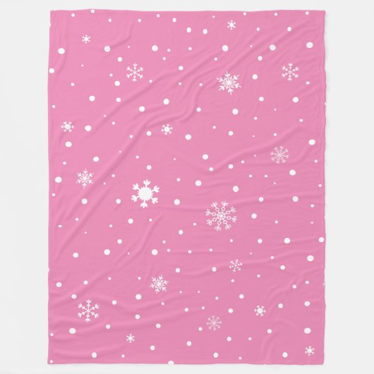 Weihnachts-Schneeflocke Rosa und Weißer Polka Dot Fleecedecke (Vorderseite)