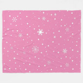 Weihnachts-Schneeflocke Rosa und Weißer Polka Dot Fleecedecke (Vorderseite (Horizontal))