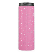 Weihnachts-Schneeflocke Rosa und Weißer Polka Dot Thermosbecher (Rückseite)