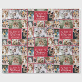 Weihnachts-Schneeflocke Rot 10 Foto Collage Grid Geschenkpapier (Flach)