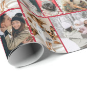 Weihnachts-Schneeflocke Rot 10 Foto Collage Grid Geschenkpapier (Rolleneckpunkt)