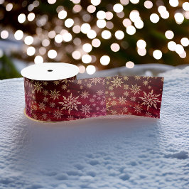 Weihnachts-Schneeflocke Wein Satin Ribbon Satinband