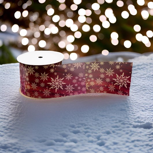 Weihnachts-Schneeflocke Wein Satin Ribbon Satinband