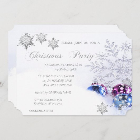 Weihnachts-Schneeflocken-Bälle, Corporate Party Einladung (Vorne/Hinten)