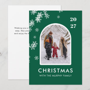 Weihnachts-Schneeflocken-Bogen-Muster Familienfoto Feiertagskarte