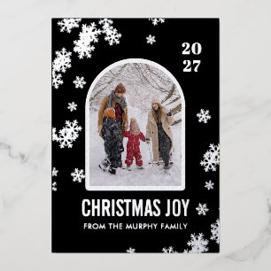 Weihnachts-Schneeflocken-Bogen-Muster Familienfoto Folien Feiertagskarte