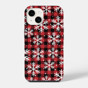 Weihnachts-Schneeflocken Buffalo-Karo-Muster iPhone 14 Hülle