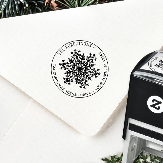 Weihnachts-Schneeflocken-Feiertags-Rücksendeadress Permastempel
