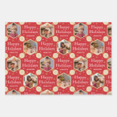 Weihnachts-Schneeflocken-Foto Lila Rotes Grün 3 Geschenkpapier Set (Vorderseite 2)