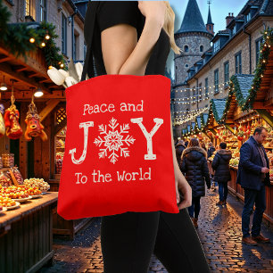 Weihnachts-Schneeflocken Frieden & Freude Tasche