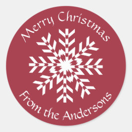 Weihnachts-Schneeflocken-Geschenk-Tag von Ihrer Fa Runder Aufkleber