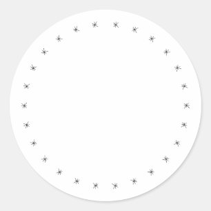 Weihnachts-Schneeflocken-Grenze Schwarz-weiße Leer Runder Aufkleber