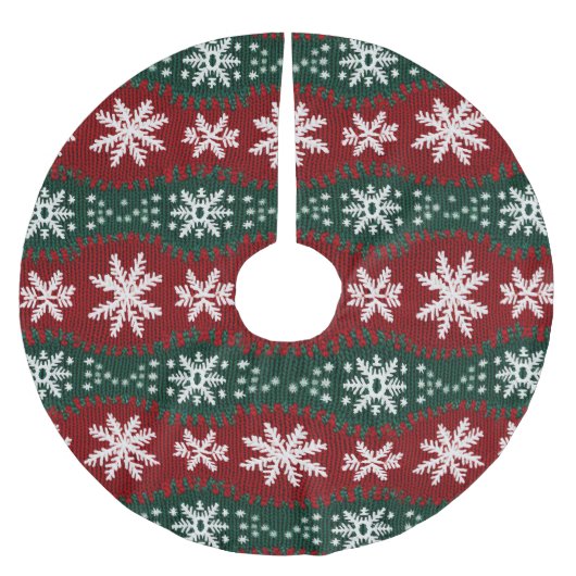 Weihnachts-Schneeflocken-Imitate Gezwirnt Rotes Gr Polyester Weihnachtsbaumdecke (Vorderseite)