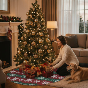 Weihnachts-Schneeflocken-Imitate Gezwirnt Rotes Gr Polyester Weihnachtsbaumdecke