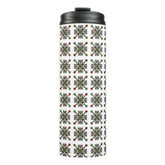 Weihnachts-Schneeflocken-Mandala Thermosbecher (Vorderseite)