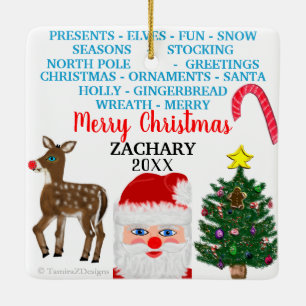 Weihnachts-Schneeflocken Mini 15 Wort Puzzle Name Keramikornament